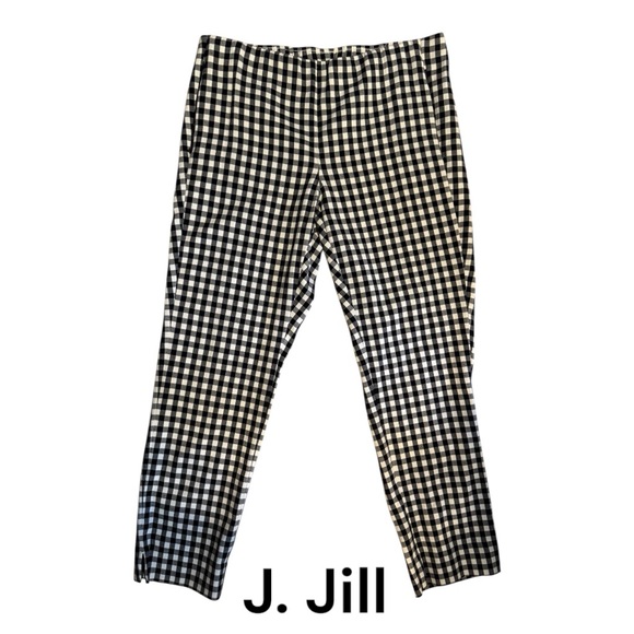 J. JILL   SUMMER COTTON BLACK/WHITE CHECK PANTS   10 PETITE   #U - Picture 1 of 10